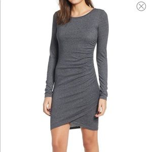 Grey Ruched Long Sleeve Dress